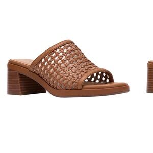 CLARKS Jaylan Women's Brown Woven Block Heel Sandals